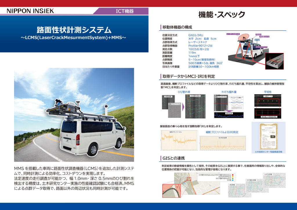 点群データも同時に取得可能な路⾯性状計測システム　『LCMS+MMS』